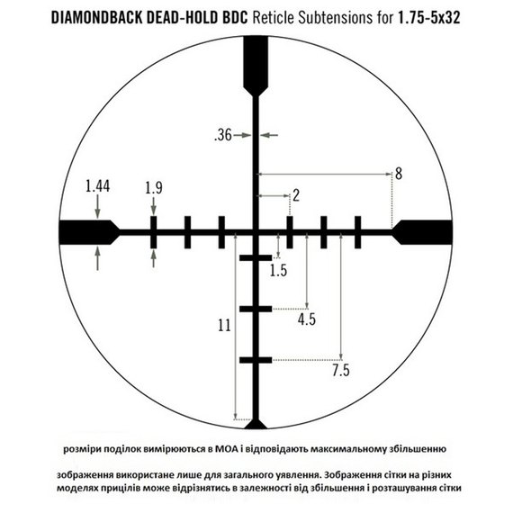 Прицел оптический Vortex Diamondback 1.75-5x32 (BDC) 926061, изображение 7