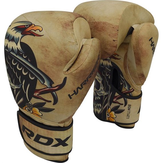 Боксерские перчатки RDX T14 HARRIER Brown Tattoo 12 ун. (2676_40285), Вес: 12 унций, изображение 10