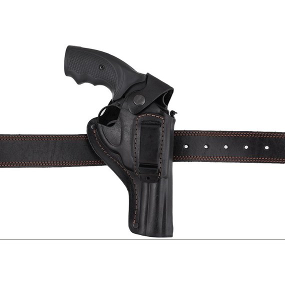 Кобура Beneks поясная Револьвер 4 формованная с клипсой (кожа, чёрная), изображение 3