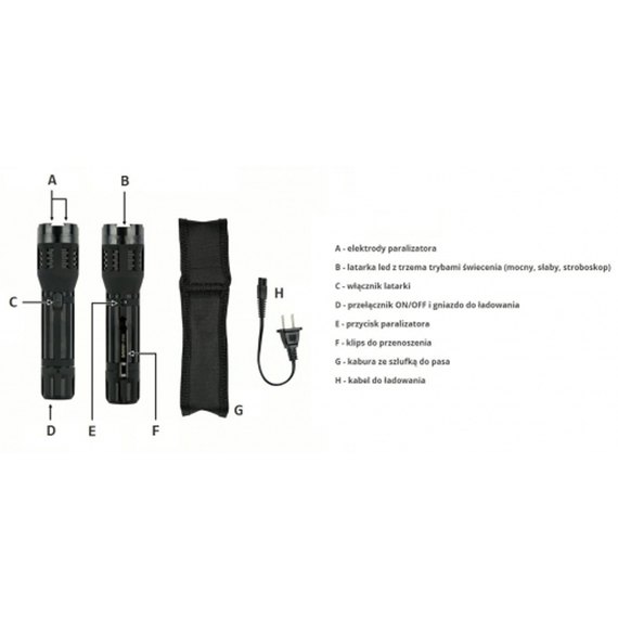 2 в 1 - Фонарь + Шокер Sabre Red GS 2000SF, изображение 5