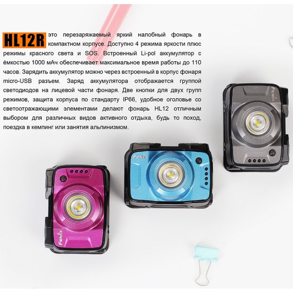 Фонарь налобный Fenix HL12Rp фиолетовый, изображение 8