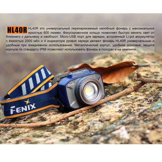 Налобный фонарь Fenix HL40R Cree XP-LHIV2 LED серый (HL40RGY), изображение 6