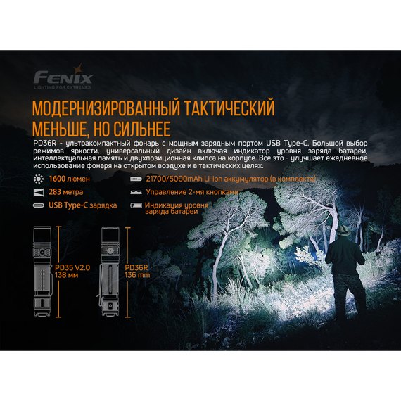 Ліхтар ручний Fenix PD36R, зображення 7