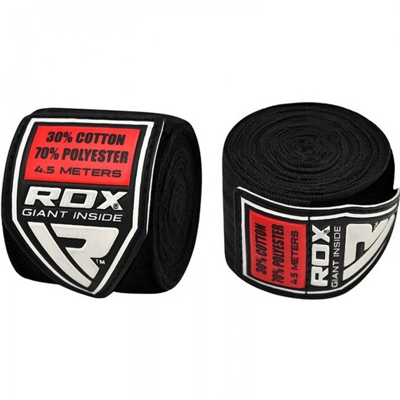 Бинты боксерские RDX Fibra Black 4.5 м (56_10401), Цвет: Чёрный