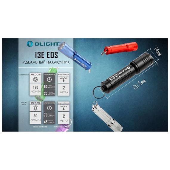 Ліхтар Olight I3E EOS чорний (I3E), Колір: Чорний, зображення 2