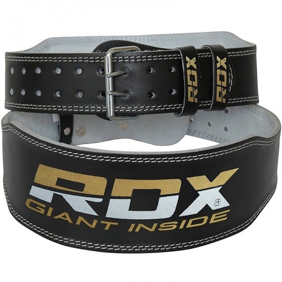 Пояс для тяжелой атлетики RDX 4 кожа Black Gold L (324_20405), Размер: L, изображение 6