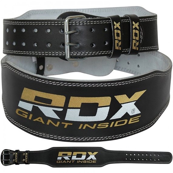 Пояс для тяжелой атлетики RDX 4 кожа Black Gold M (323_20405), Размер: M