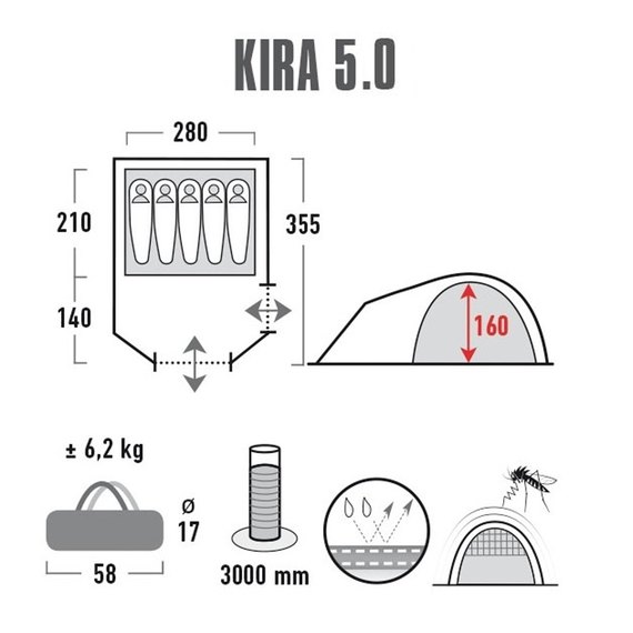 Палатка High Peak Kira 5.0 (Nimbus Grey) 928130, Цвет: Nimbus Grey, изображение 6