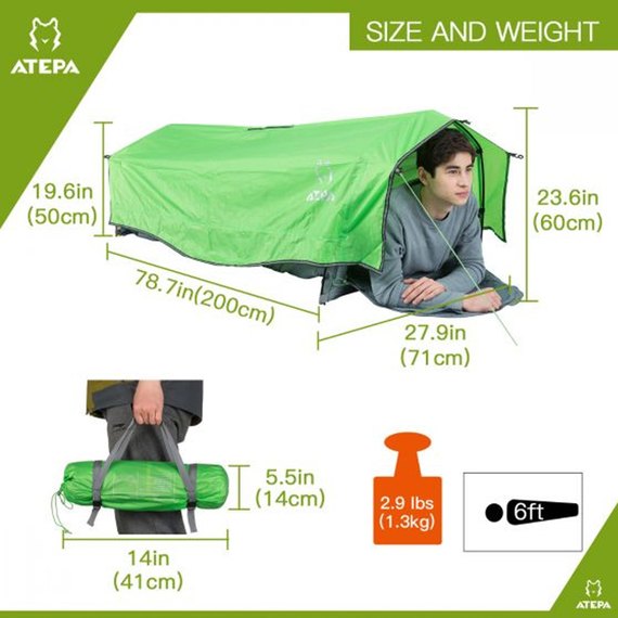 Ультралегкая палатка Atepa 3-in-1 Tent Green AT4001, изображение 5