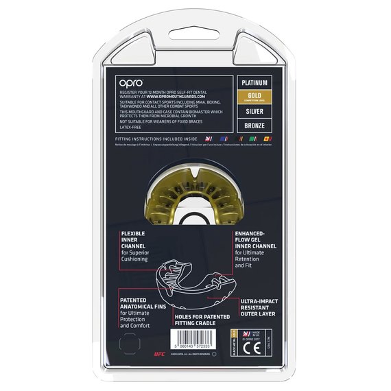 Капа для бокса OPRO Gold UFC Hologram Black Metal/Gold (art.002260001), Цвет: Чёрный/Золотой, изображение 8