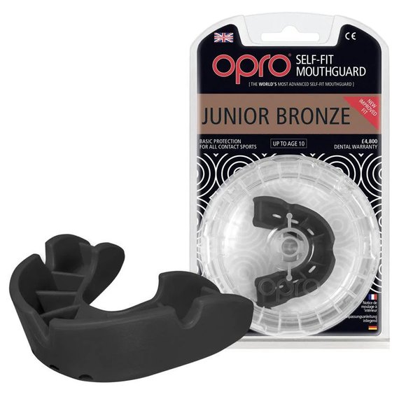 Капа для бокса OPRO Junior Bronze Black (art.002185001), Цвет: Чёрный