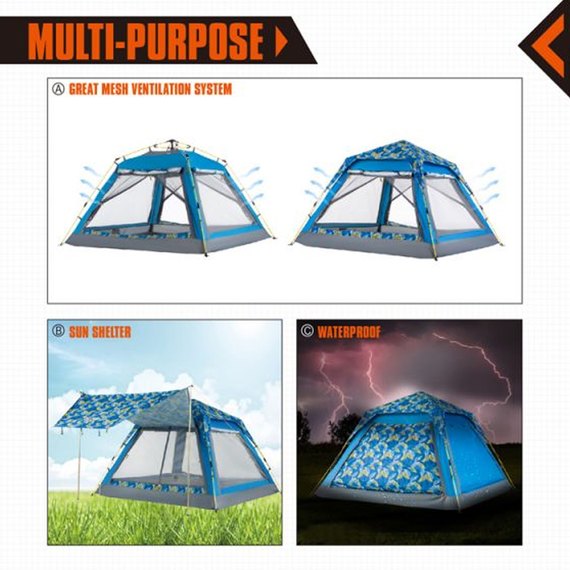 Палатка KingCamp Positano Palm blue KT3099, Цвет: Синий, изображение 5