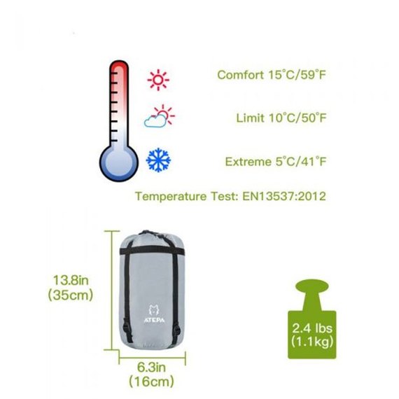 Спальный мешок Atepa Light 1200 L Sky blue AS2003, изображение 5