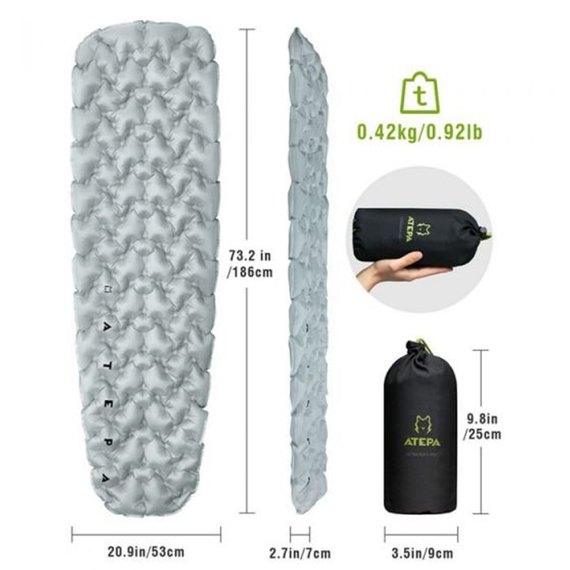 Надувной каримат Atepa Ultralight 450 Light grey AM1903, изображение 4