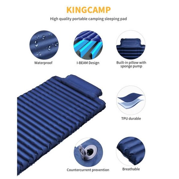 Надувной коврик KingCamp Comfort Light Navy KM1903, изображение 3