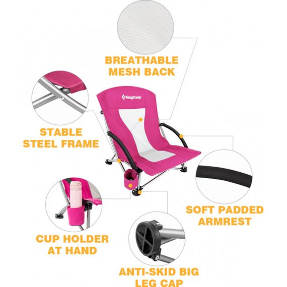 Раскладное кресло KingCamp BEACH CHAIR dark rose KC3841, изображение 2