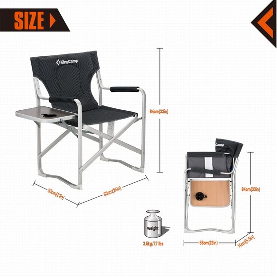 Раскладное кресло KingCamp Deluxe Director chair black stripe KC3821, изображение 5