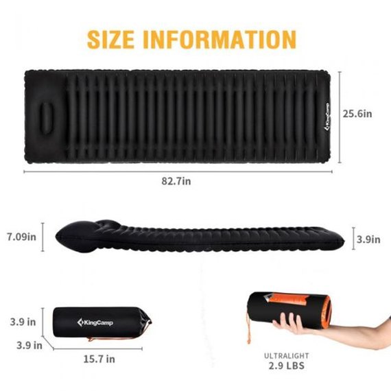 Надувной коврик KingCamp Deluex Comfort Black KM1904, изображение 5