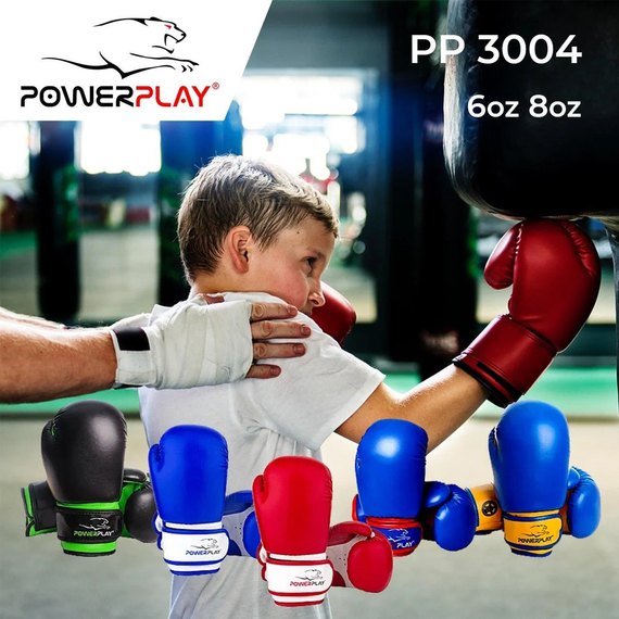 Боксерські рукавички PowerPlay 3004 JR Синьо-білі 8 ун (PP_3004JR_8oz_Blue / White), Вага: 8 унцій, зображення 7