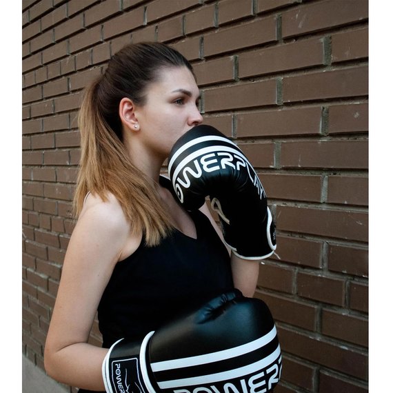 Боксерські рукавички PowerPlay 3010 Чорно-білі 8 ун (PP_3010_8oz_Black / White), Вага: 8 унцій, зображення 8