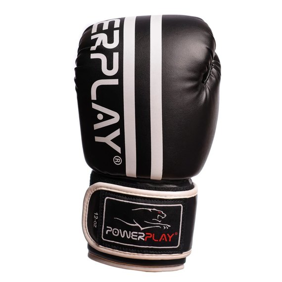 Боксерські рукавички PowerPlay 3010 Чорно-білі 10 ун (PP_3010_10oz_Black / White), Вага: 10 унцій, зображення 3