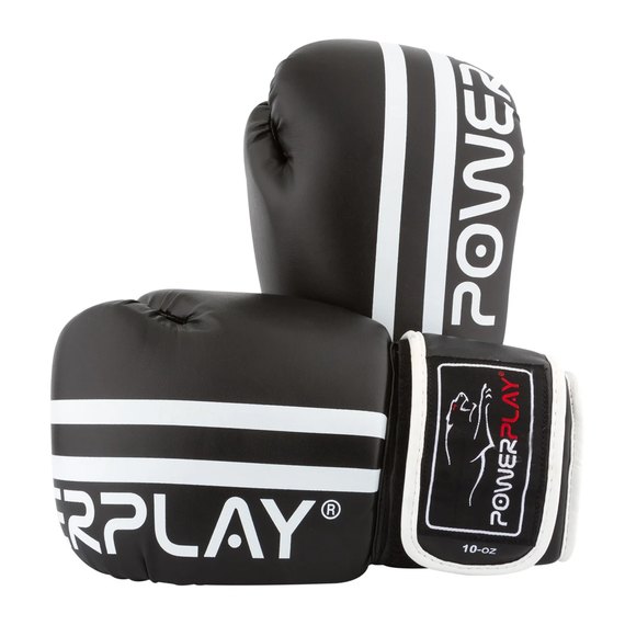 Боксерські рукавички PowerPlay 3010 Чорно-білі 10 ун (PP_3010_10oz_Black / White), Вага: 10 унцій, зображення 6