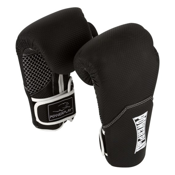 Боксерские перчатки PowerPlay 3011 Черно-белые карбон 12 ун (PP_3011_12oz_Bl/White), Вес: 12 унций, изображение 6
