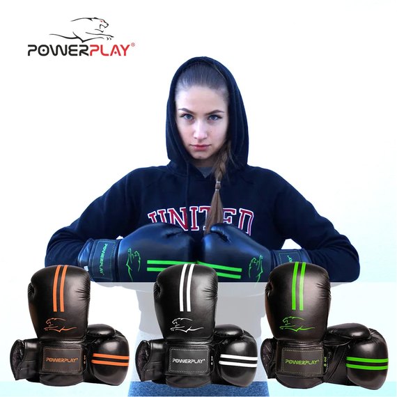 Боксерські рукавички PowerPlay 3016 Чорно-білі 16 ун (PP_3016_16oz_Black / White), Вага: 16 унцій, зображення 9