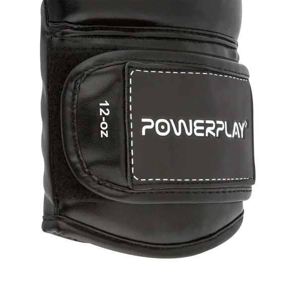 Боксерські рукавички PowerPlay 3016 Чорно-білі 12 ун (PP_3016_12oz_Black / White), Вага: 12 унцій, зображення 4