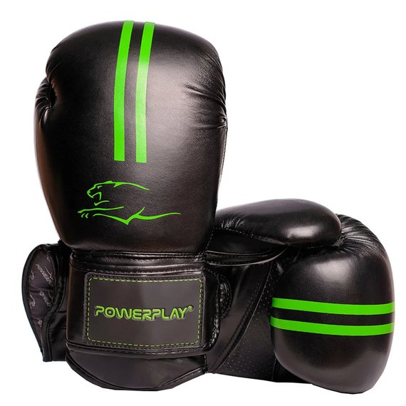 Боксерські рукавички PowerPlay 3016 Чорно-зелені 8 ун (PP_3016_8oz_Black / Green), Вага: 8 унцій
