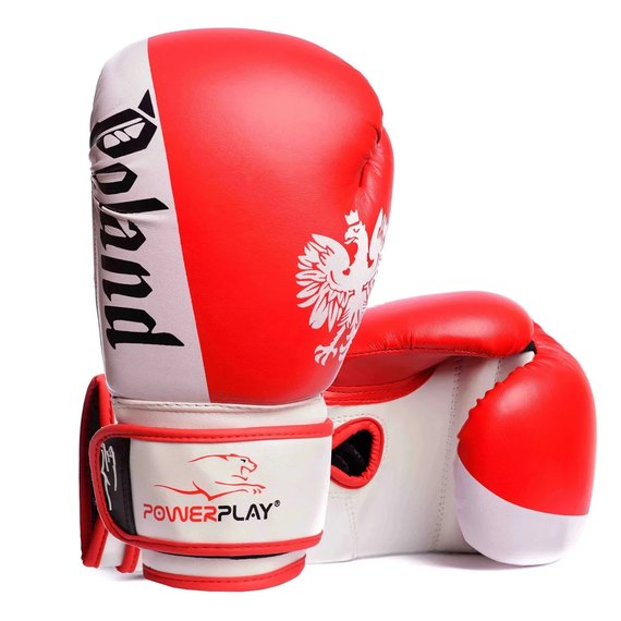 Боксерські рукавички PowerPlay 3021-1 Poland червоно-білі 8 ун (PP_3021_2P_8oz_Red_White), Вага: 8 унцій