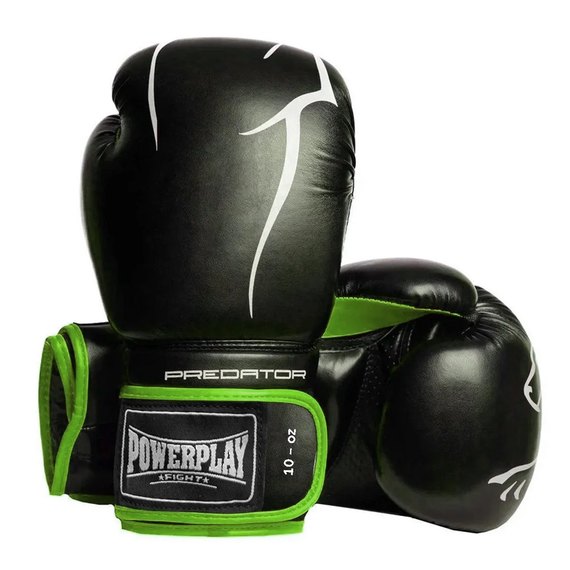 Боксерские перчатки PowerPlay 3018 Черно-зеленые 14 ун (PP_3018_14oz_Black/Green), Вес: 14 унций, Цвет: Чёрный/Зелёный