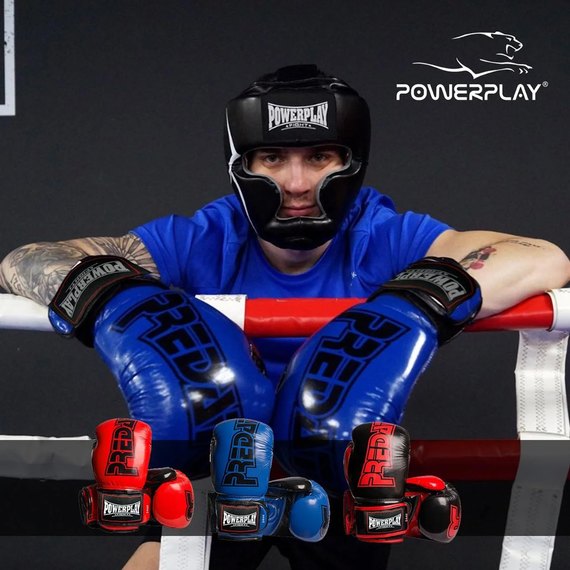 Боксерські рукавички PowerPlay 3017 Сині карбон 14 ун (PP_3017_14oz_Blue), Вага: 14 унцій, зображення 9