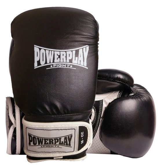 Боксерские перчатки PowerPlay 3019 Черные 16 ун (PP_3019_16oz_Black), Вес: 16 унций