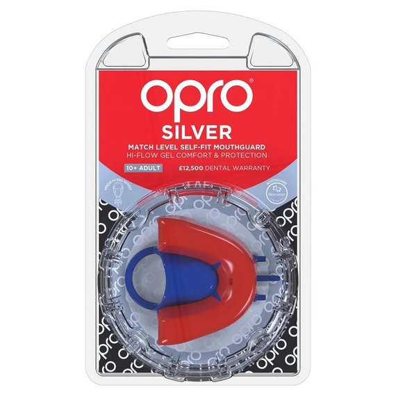 Капа для боксу OPRO Silver Red/Blue (art.002189005), Колір: Синій/Червоний, зображення 2