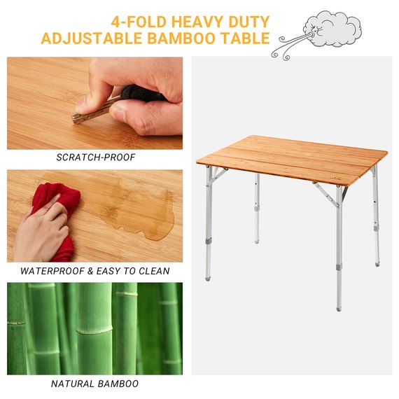 Складной стол Atepa Bamboo Table L Yellow AC2007, изображение 5