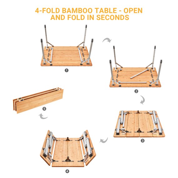Складной стол Atepa Bamboo Table L Yellow AC2007, изображение 6