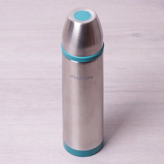 Термос Kamille 1000мл с голубой вставкой KM-2059, Цвет: Blue, изображение 3
