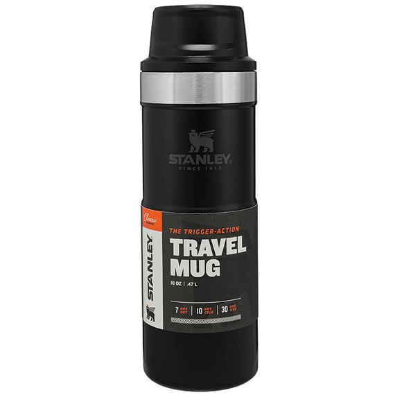 Термочашка Stanley Classic Trigger-action Matte Black 0.47 л (6939236348072), Цвет: Matte Black, изображение 2