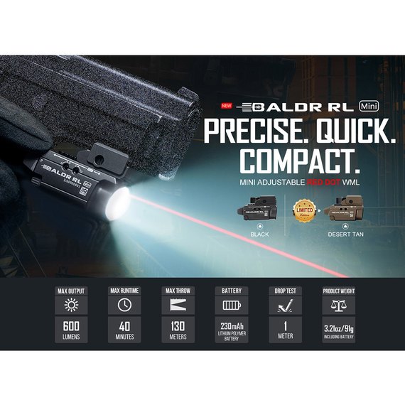 Фонарь Olight Baldr RL Mini с ЛЦУ красного цвета (Baldr RL Mini), изображение 11