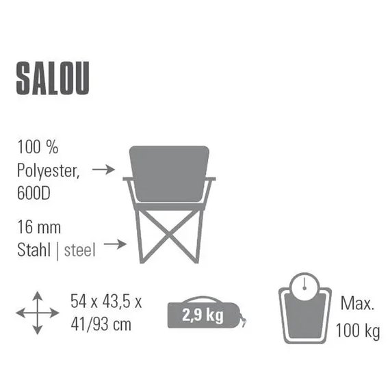 Стул кемпинговый High Peak Salou Dark Grey/Blue (44108) 928988, изображение 2