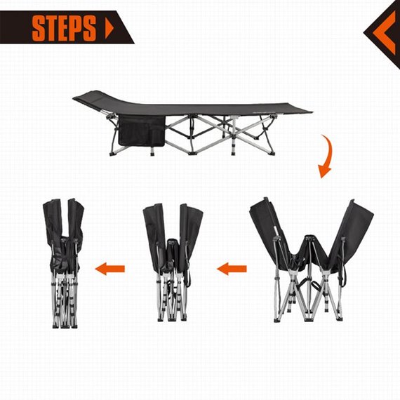 Розкладачка KingCamp Oversize Lightweight Folding Camping Cot Black KC8009, зображення 5