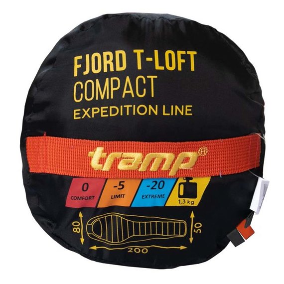 Спальный мешок Tramp Fjord Regular кокон левый оранж/серый 225/80-55 TRS-049R-L, изображение 8