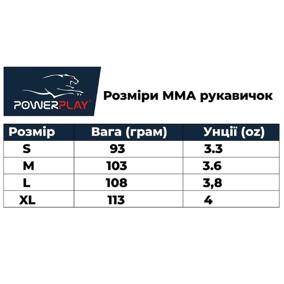 Рукавички для MMA PowerPlay 3055 чорно-червоні L (PP_3055_L_Red), Вага: 3.8 унцій, Розмір: L, зображення 7