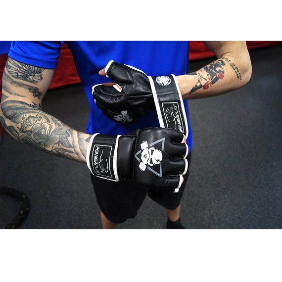 Рукавички для MMA PowerPlay 3056 А чорно-білі S (PP_3056A_S_Black), Розмір: S, зображення 6