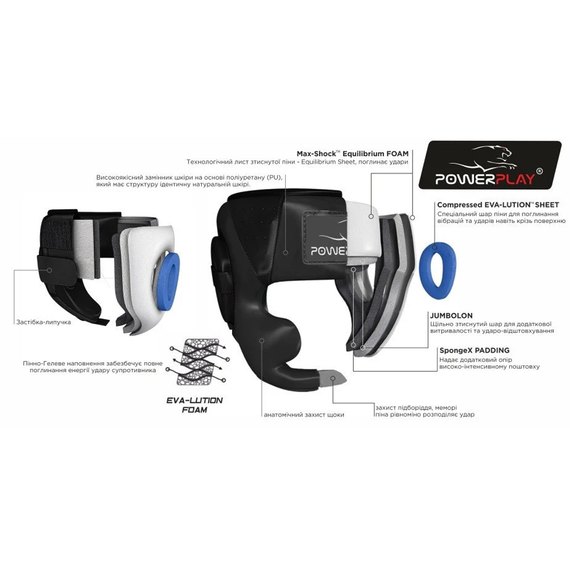 Боксерський шолом PowerPlay 3043 синій XL (PP_3043_XL_Blue), Розмір: XL, зображення 6