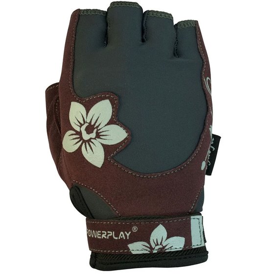 Рукавички для фітнесу PowerPlay 1733 жіночі коричневі XS (PP_1733_XS_Grey / Brown), Розмір: XS, зображення 2